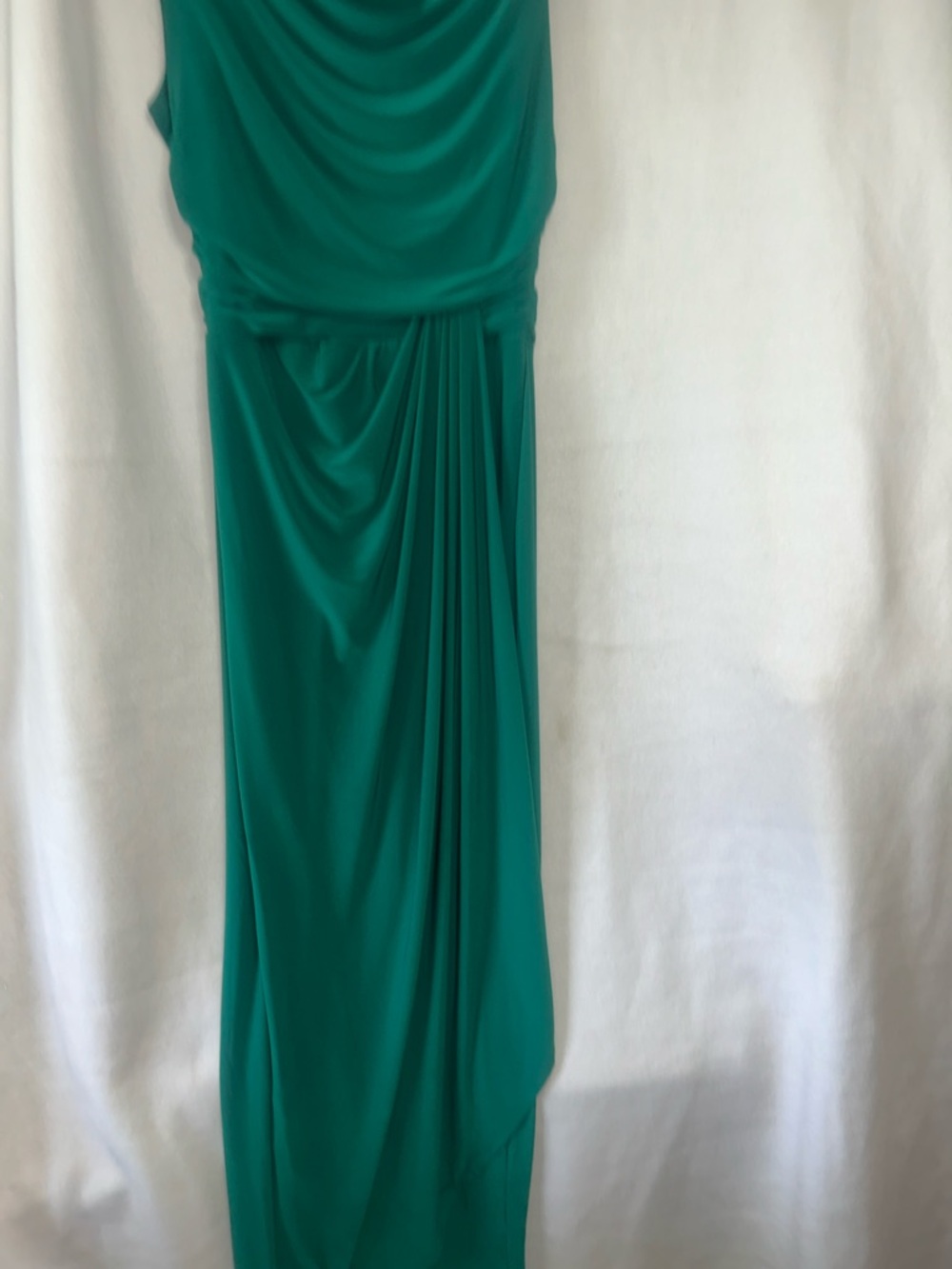 Sleeveless Teal Green Draped Maxi Dress